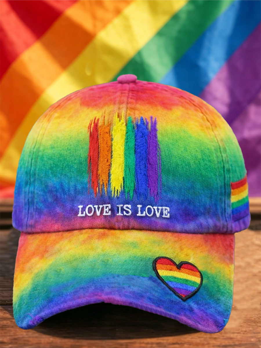 Unisex LGBT Pride Month Rainbow "LOVE IS LOVE" Art Print Hat